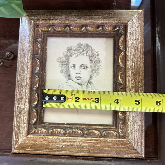 Vintage The Divine Shepherd by Bartolomé Esteban Murillo Framed Pencil Drawing - Picture 12 of 14